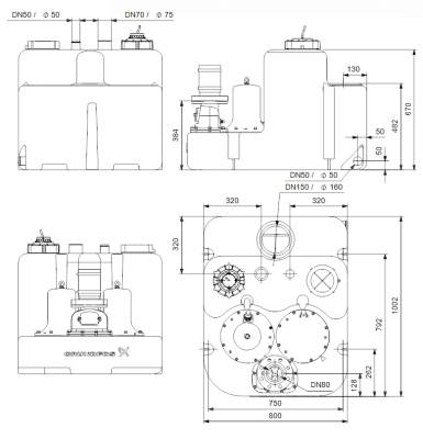 Насосная установка канализационная Grundfos Multilift MLD.38.3.2